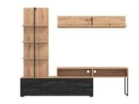 Evora Artisan Oak Effect And Black Entertaiment Center Wall TV Cabinet - 11011202 RZ