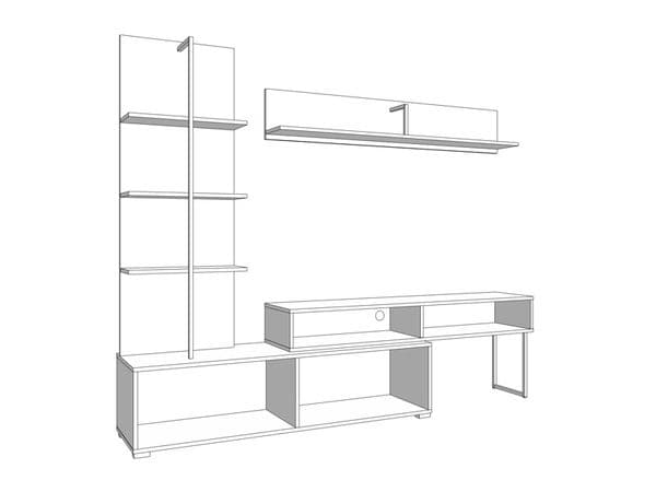 Evora Artisan Oak Effect And Black Entertaiment Center Wall TV Cabinet - 11011202 RZ