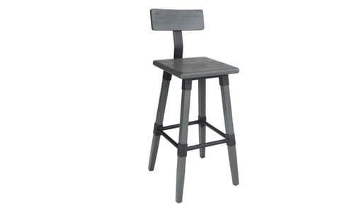 Ferentino Industrial Style Grey Elm Wood Bar Stool 218VD513