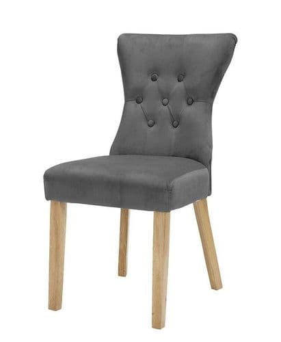 Fez Steel Grey Velvet Dining Chair (Pack Of 2) 22LD568