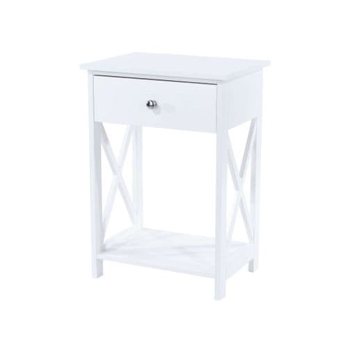 Fina Monty White 1 Drawer Bedside Cabinet BS610