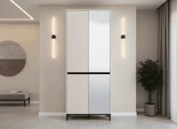Flannan Cashmere 4 Door Half Mirrored 40 Pair Large Tall Shoe Cabinet Cupboard - 11014081 RZ