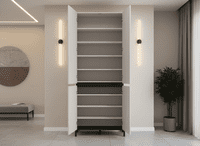 Flannan Cashmere 4 Door Half Mirrored 40 Pair Large Tall Shoe Cabinet Cupboard - 11014081 RZ
