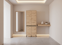 Flannan Oak Effect 4 Door 40 Pair Tall Large Shoe Cabinet Cupboard - 11014080 RZ