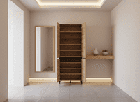 Flannan Oak Effect 4 Door 40 Pair Tall Large Shoe Cabinet Cupboard - 11014080 RZ