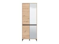 Flannan Oak Effect Half Mirrored 40 Pair Tall Large Shoe Cabinet Cupboard - 11014079 RZ