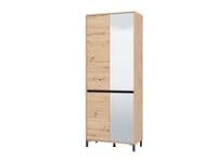 Flannan Oak Effect Half Mirrored 40 Pair Tall Large Shoe Cabinet Cupboard - 11014079 RZ