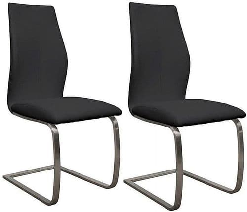 Fondi Black Faux Leather With Brushed Steel Dining Chair (Pair) 218VD525