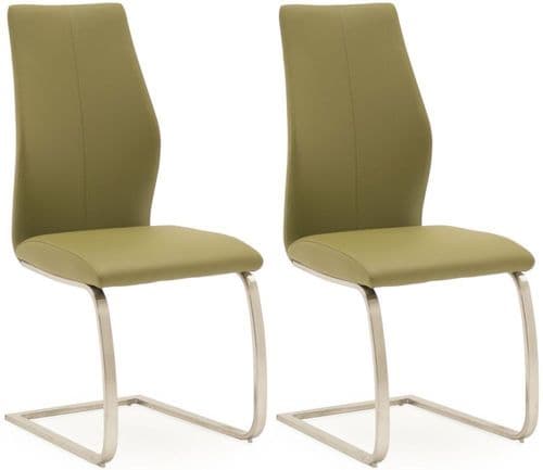 Fondi Olive Faux Leather With Brushed Steel Dining Chair (Pair) 218VD527