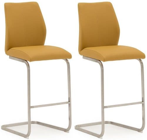 Fondi Pumpkin Faux Leather With Brushed Steel Bar Chair (Pair) 218VD521