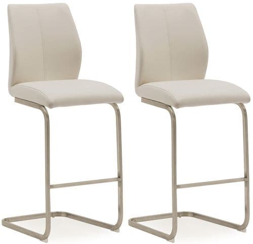 Fondi Taupe Faux Leather With Brushed Steel Bar Chair (Pair) 218VD522