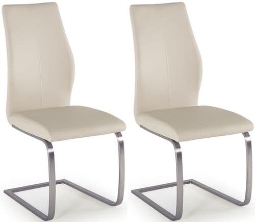 Fondi Taupe Faux Leather With Brushed Steel Dining Chair (Pair) 218VD529