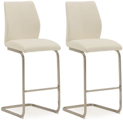 Fondi White Faux Leather With Brushed Steel Bar Chair (Pair) 218VD523