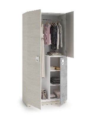 Forsberg  90cm Arctic White & Grey Ash 3 Door Wardrobe  - 0L7448Y - S/O