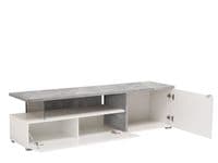 Fortuna White Gloss And Concrete Grey Effect Wide TV Unit Cabinet 11008821 S/O