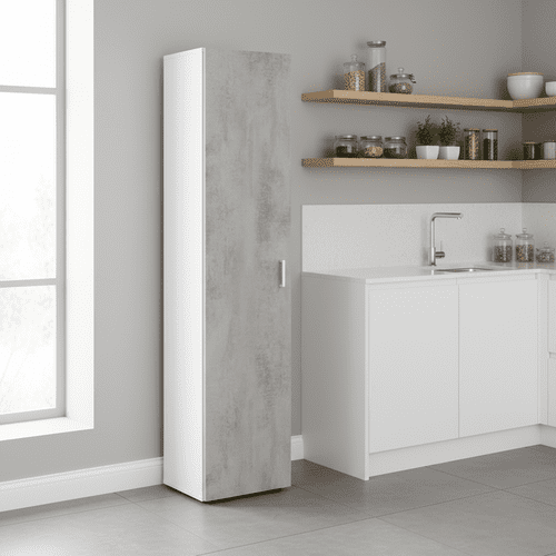Fresno Multi Narrow 1 Door Grey & White Universal Utility Storage Cupboard  0L7151A - S/O