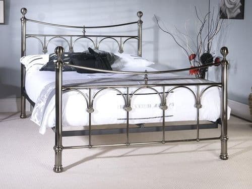 Gamma Vintage Antique Nickel Finish Metal 4ft6 Double Bed - LLB