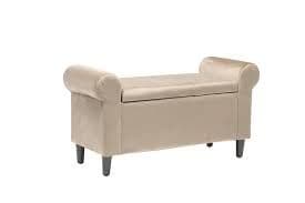 Gavarnie Beige Velvet Ottoman Storage Bench 22LD130