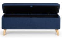 Genil Blue Linen Fabric Storage Bench 22JB44
