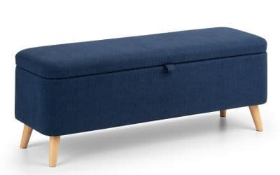 Genil Blue Linen Fabric Storage Bench 22JB44
