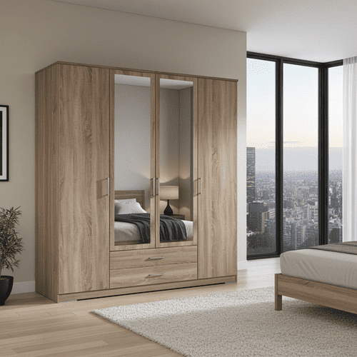 Genoa 4 Door German Wardrobe Oak Effect (112453) 180cm