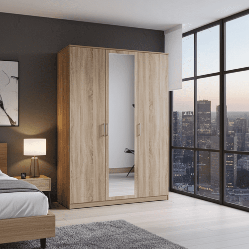 Genoa Oak Effect 3 Door German Wardrobe (112482) 135cm