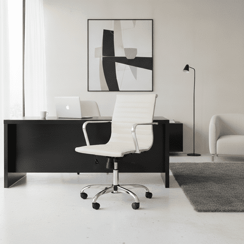 Gioia Ivory Faux Leather Office Chair - JB26