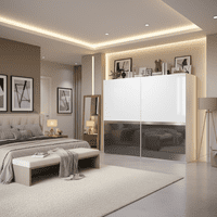 Glacia 210cm White Gloss With Graphite Sliding Door Wardrobe
