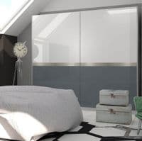 Glacia 210cm White Gloss With Graphite Sliding Door Wardrobe