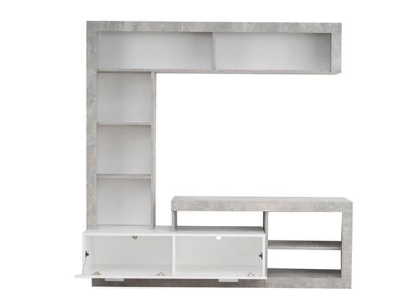 Glen Concrete Grey Effect And White Entertaiment Unit Wall TV Cabinet - 11008763 RZ