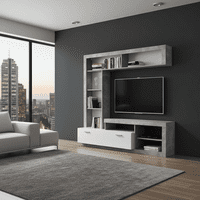 Glen Concrete Grey Effect And White Entertaiment Unit Wall TV Cabinet - 11008763 RZ