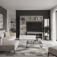 Glen Concrete Grey Effect And White Entertaiment Unit Wall TV Cabinet - 11008763 RZ