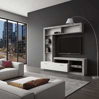 Glen Concrete Grey Effect And White Entertaiment Unit Wall TV Cabinet - 11008763 RZ