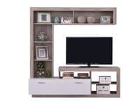 Glen Grey Oak Effect And White Entertaiment Unit Wall TV Cabinet - 11008761 S/O