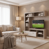 Glen Grey Oak Effect And White Entertaiment Unit Wall TV Cabinet - 11008761 S/O