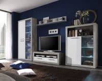 Greystone Concrete Grey and White High Gloss Sideboard 117cm Wide P9BBGS56