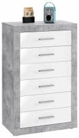 Greystone Concrete Grey and White High Gloss Tallboy Chest of Drawers P9BBGS46