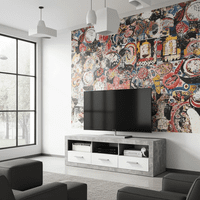 Greystone Grey and White High Gloss TV Cabinet with Drawers P9BBGS63
