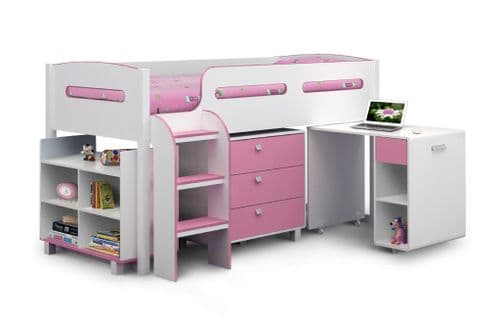 Guadix White And Pink 3 Drawer Cabin Bed JB273