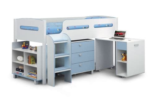Guadix White And Sky Blue 3 Drawer Cabin Bed JB272