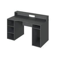 Haile Dark Grey Multi-Purpose Study, Writing, Office Desk with Hutch and Storage