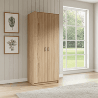 Hana Oak Effect 2 Door Wardrobe with Hanging Rail