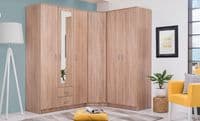 Hana Oak Effect 2 Door Wardrobe with Hanging Rail