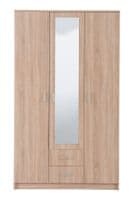 Hana Oak Effect 3 Door 2 Drawer Triple Wardrobe with Mirror 120cm