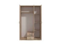 Hana Oak Effect 3 Door 2 Drawer Triple Wardrobe with Mirror 120cm