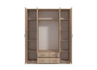 Hana Oak Effect 4 Door 2 Drawer Large Wardrobe with Mirrors 160cm