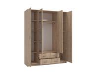 Hana Oak Effect 4 Door 2 Drawer Large Wardrobe with Mirrors 160cm