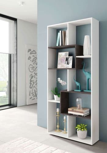 Havana White and Dark Brown Open Back Bookcase 2942