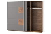 Hilton Grey With Oak Effect Large Sliding Door Wardrobe 280cm SZLV72