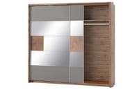 Hilton Grey With Oak Effect Mirrored Sliding Door Wardrobe 226cm SZLV73